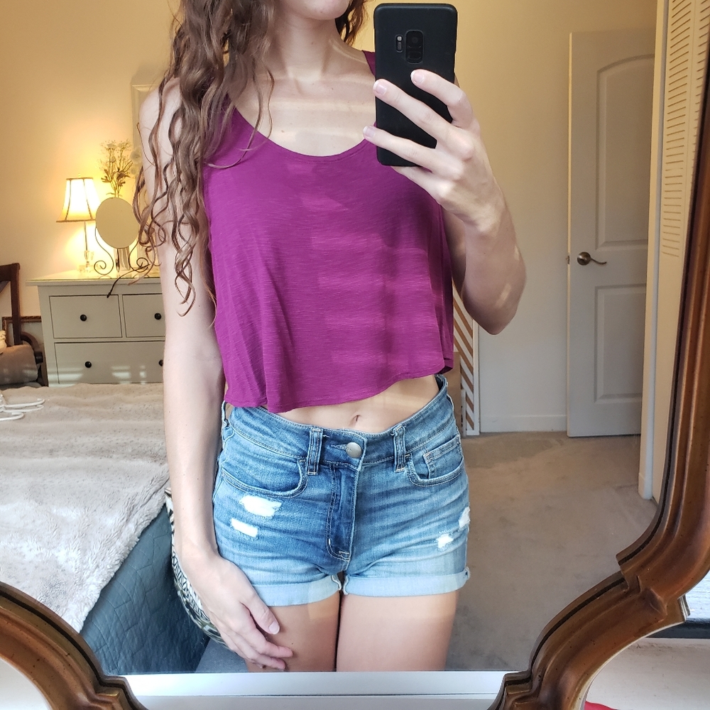 Purple Crop Top With Black Bow